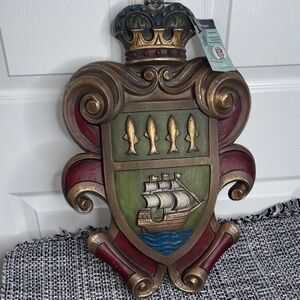 Vintage Burwood Coat of Arms Man Cave Fish & Ship
